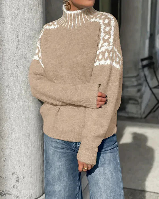 Women's Elegant Warm Double-Knit Waffle Sweater