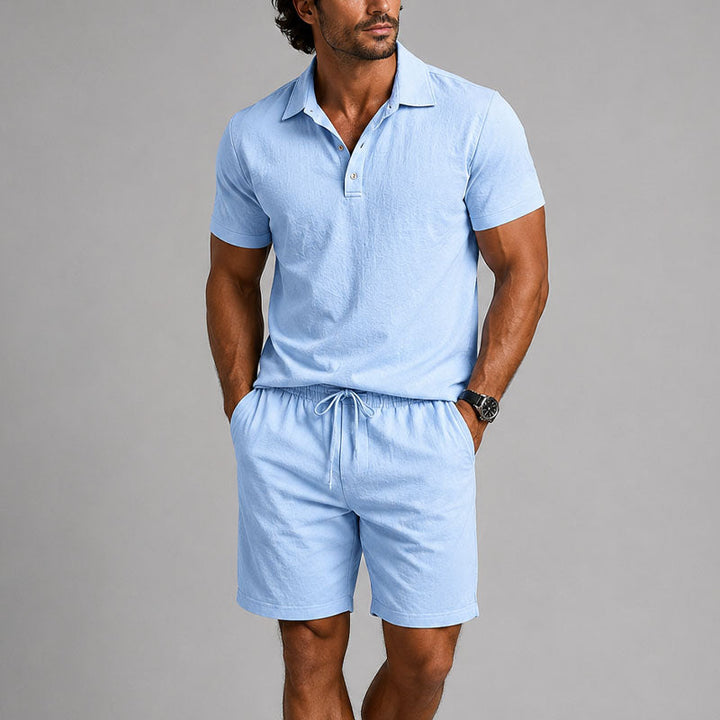 Logan | Men's Polo Shirt and Drawstring Shorts Lounge Set