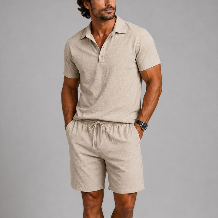 Logan | Men's Polo Shirt and Drawstring Shorts Lounge Set