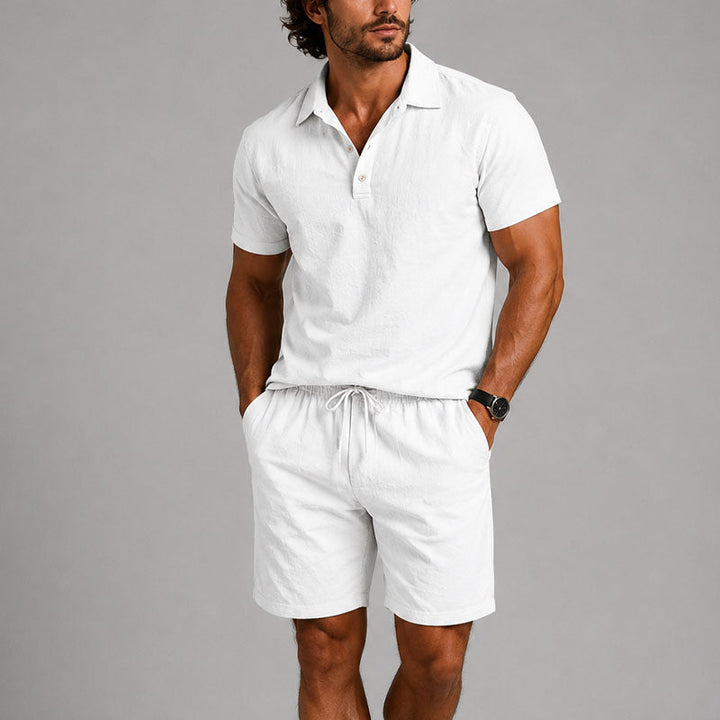 Logan | Men's Polo Shirt and Drawstring Shorts Lounge Set