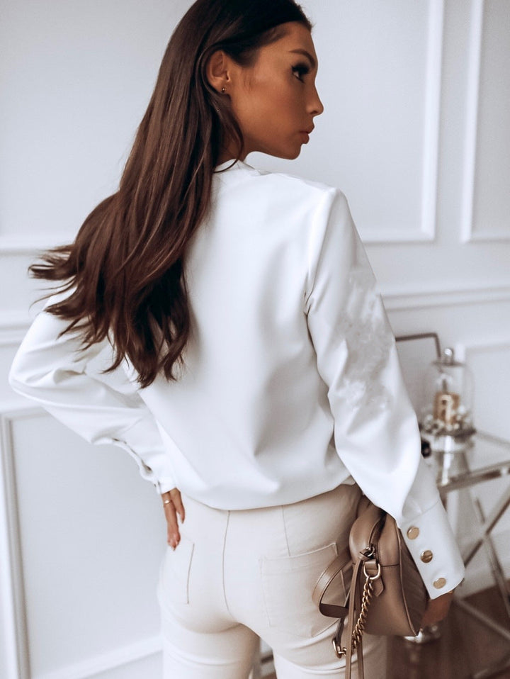 Rose | Women's Long-Sleeved Blouse with Oversized Buttons