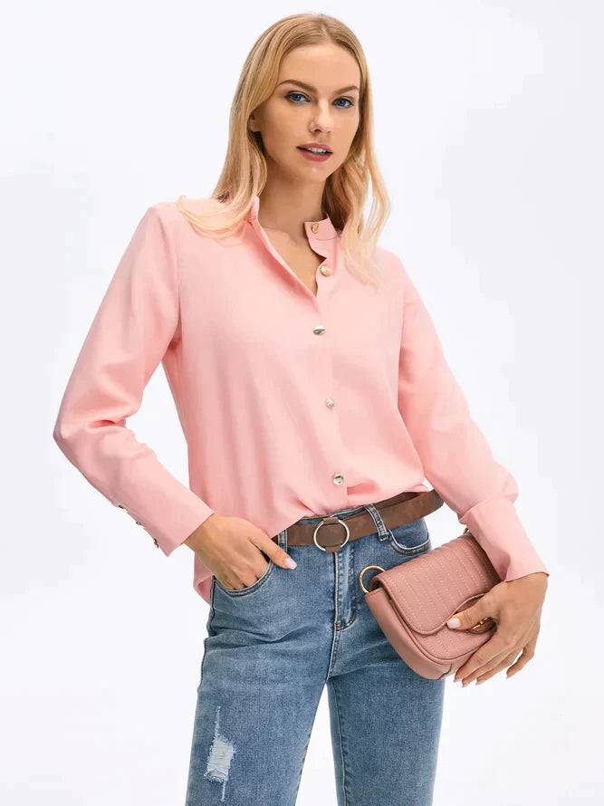 Rose | Women's Long-Sleeved Blouse with Oversized Buttons