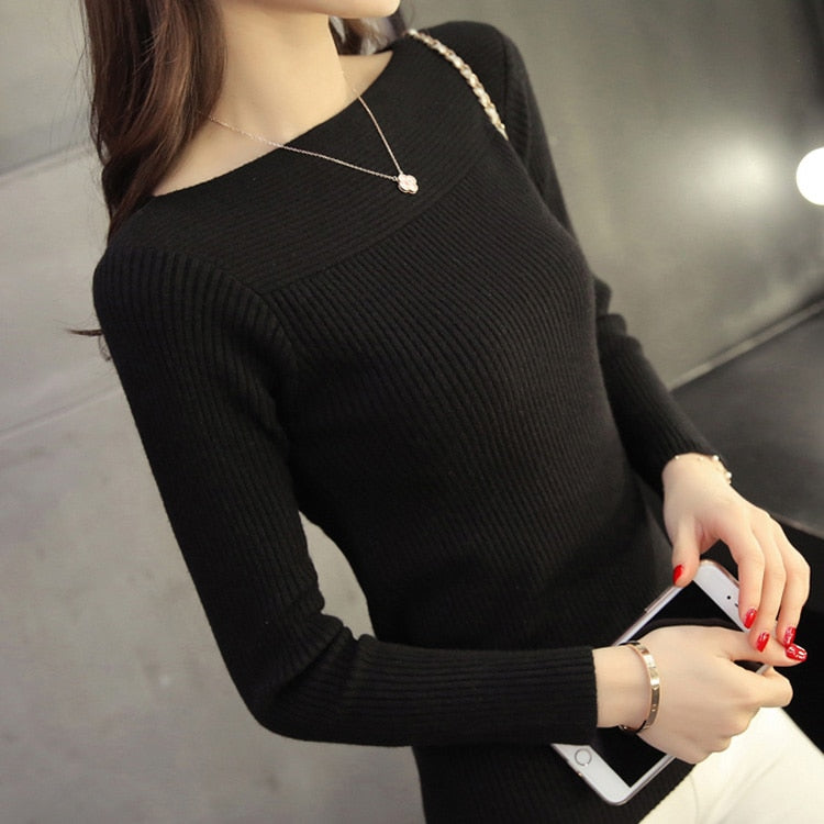 Veronica | Women's Long-Sleeved Plain Knit Top