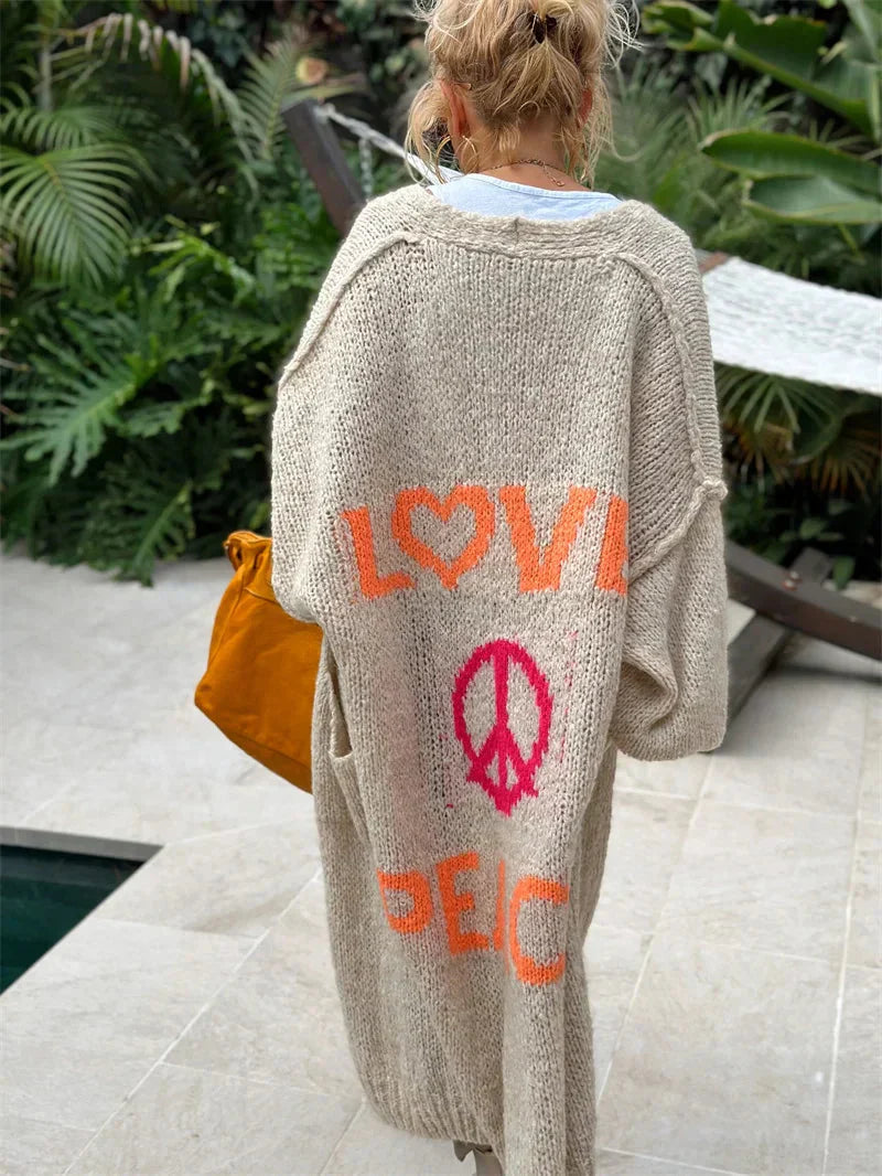 Faye | Women's Long Oversized Bohemian Knit Cardigan
