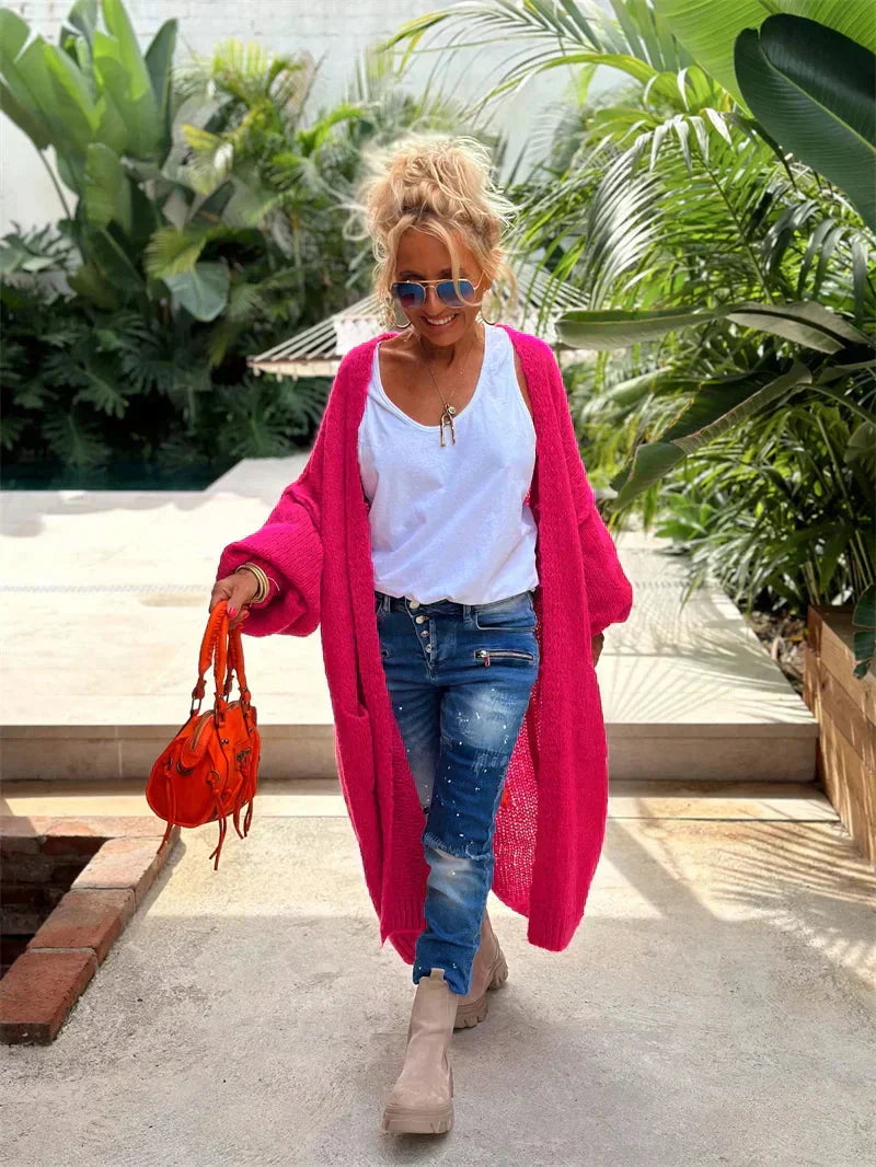 Faye | Women's Long Oversized Bohemian Knit Cardigan
