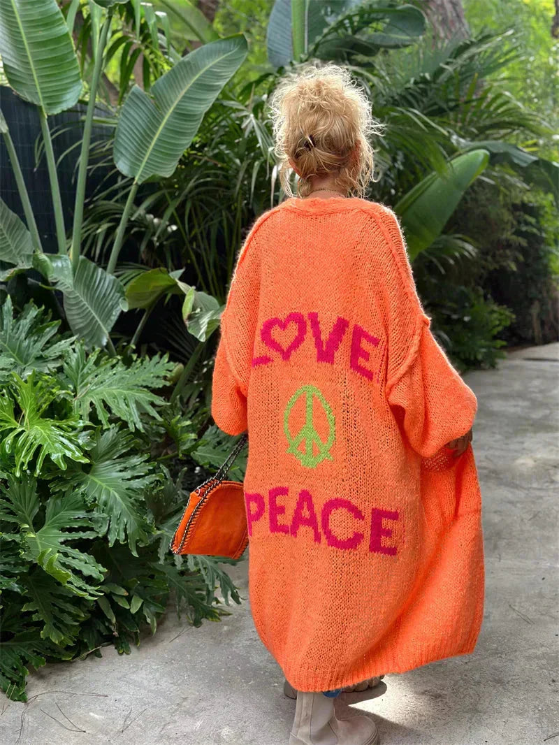 Faye | Women's Long Oversized Bohemian Knit Cardigan