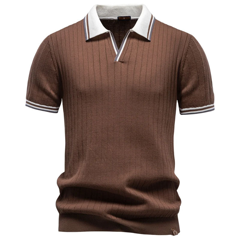 Louis | Men's Contrast Trim Ribbed Polo Shirt