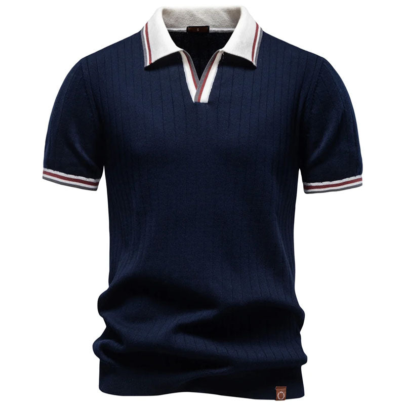 Louis | Men's Contrast Trim Ribbed Polo Shirt