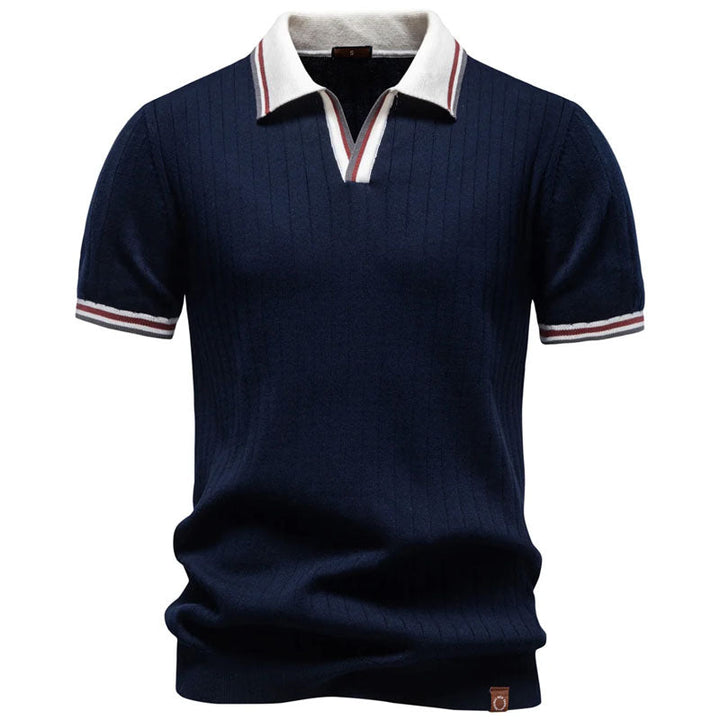 Louis | Men's Contrast Trim Ribbed Polo Shirt