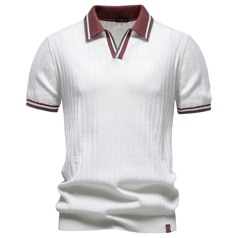 Louis | Men's Contrast Trim Ribbed Polo Shirt