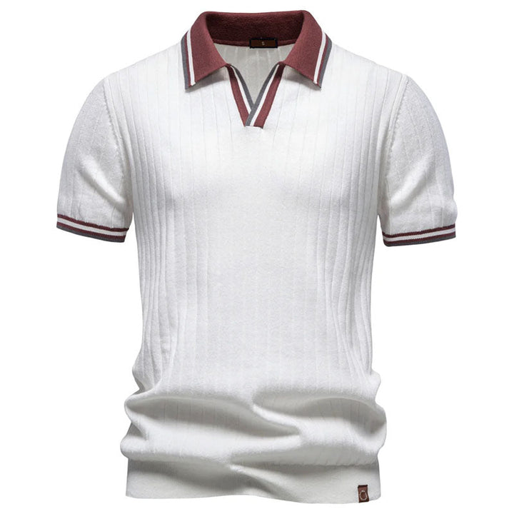 Louis | Men's Contrast Trim Ribbed Polo Shirt