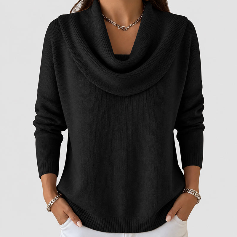 Women's Cowl Neck Ribbed Knit Sweater