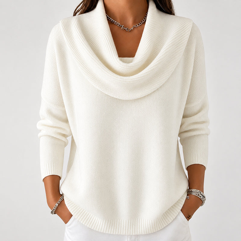 Women's Cowl Neck Ribbed Knit Sweater