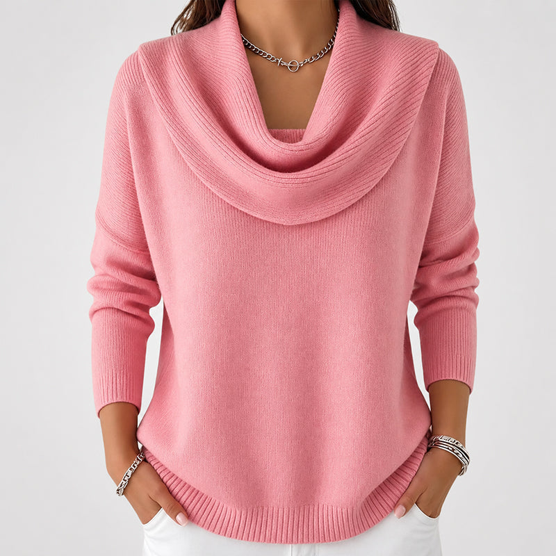 Women's Cowl Neck Ribbed Knit Sweater