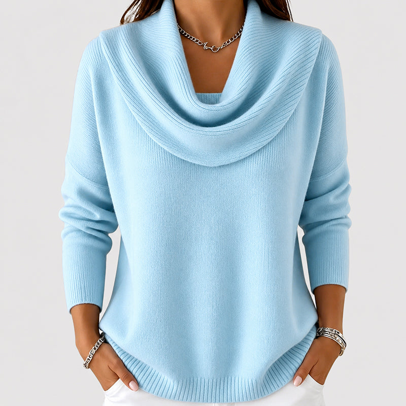Women's Cowl Neck Ribbed Knit Sweater
