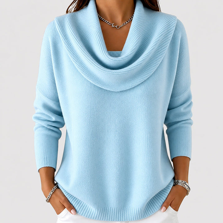 Women's Cowl Neck Ribbed Knit Sweater