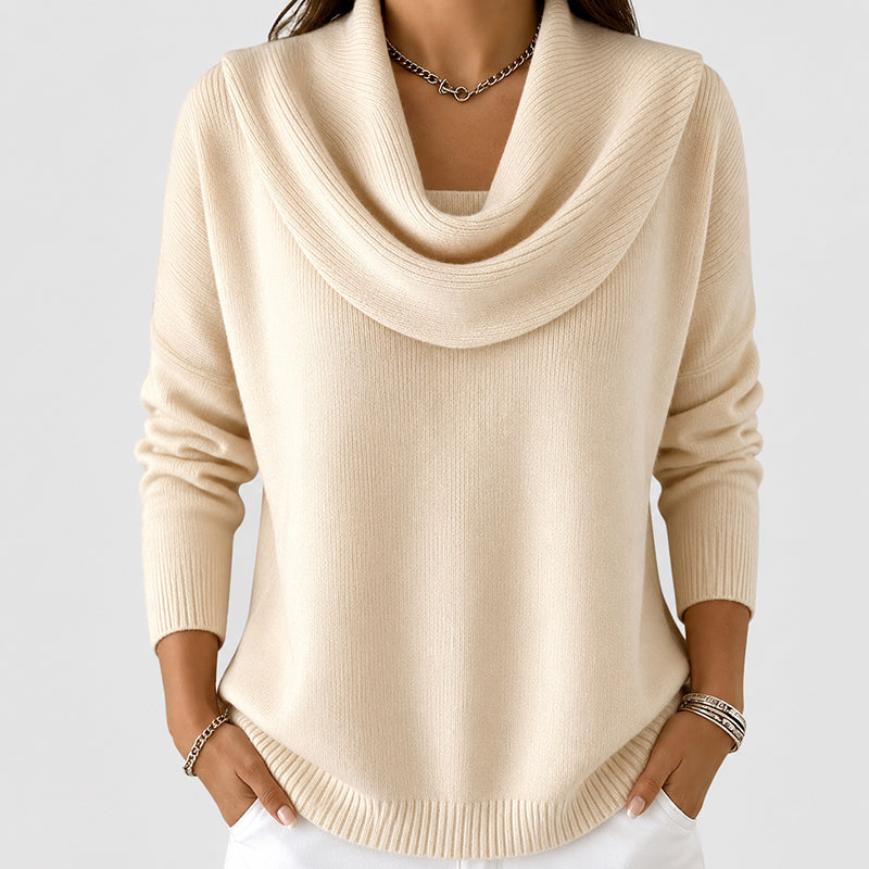 Women's Cowl Neck Ribbed Knit Sweater