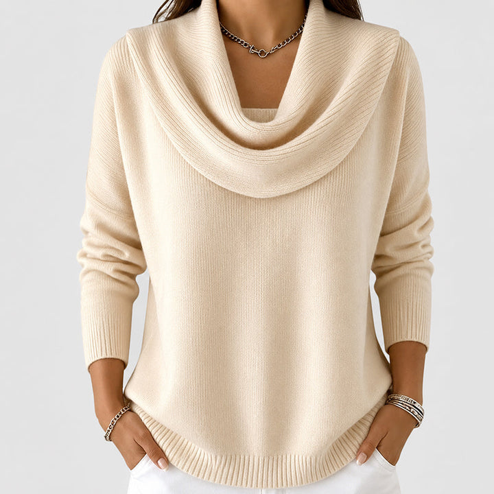 Women's Cowl Neck Ribbed Knit Sweater