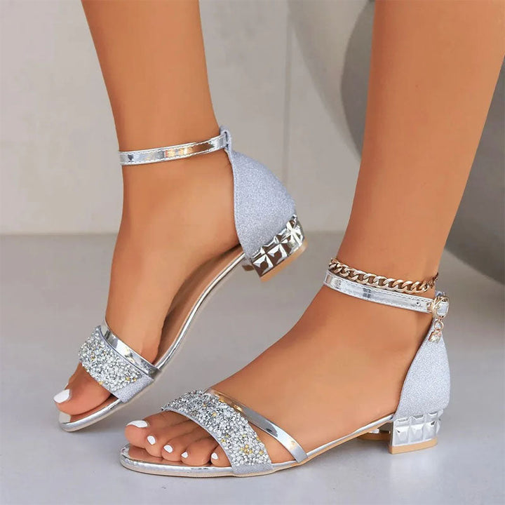 Maisy | Women's Rhinestone Ankle Strap Wedge Sandals