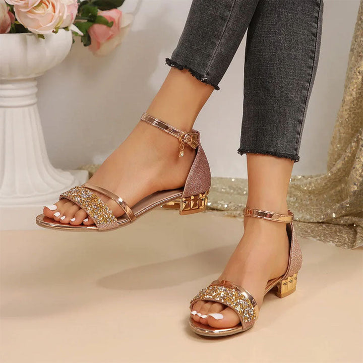 Maisy | Women's Rhinestone Ankle Strap Wedge Sandals