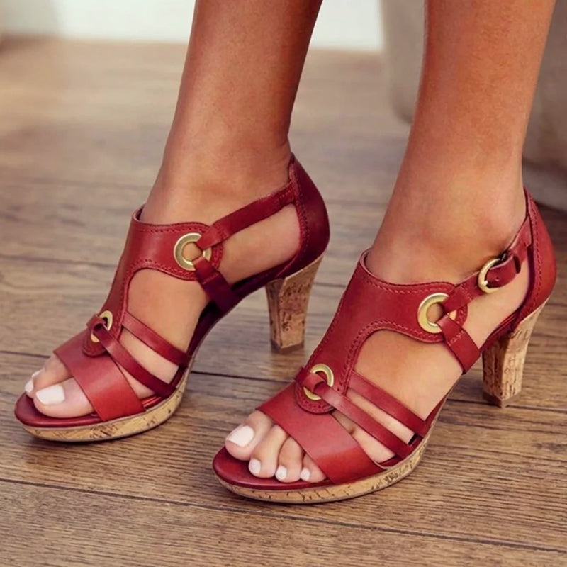 Makayla | Women's Cutout Strap Cork Heeled Sandals