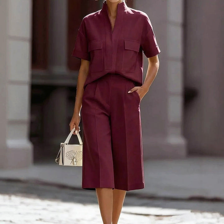 Mallory | Women's Two-Piece Pocket Top and Culotte Pants Set