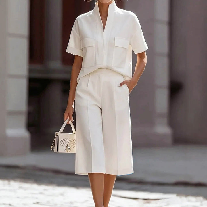 Mallory | Women's Two-Piece Pocket Top and Culotte Pants Set