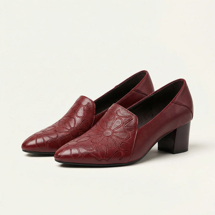 Women's Floral Embossed Pointed Heel Dress Shoes