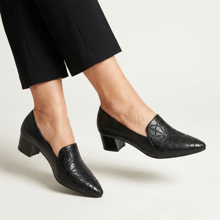 Women's Floral Embossed Pointed Heel Dress Shoes