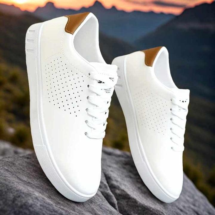 Men's Leather Perforated Low-Top Sneakers