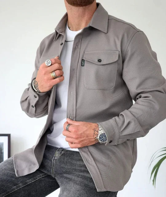Men's Classic Utility Long-Sleeve Shirt with Pockets for Everyday Use