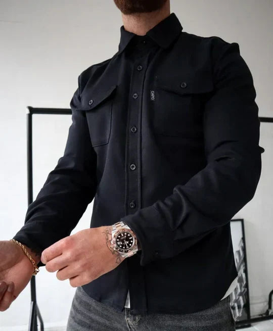 Men's Classic Utility Long-Sleeve Shirt with Pockets for Everyday Use
