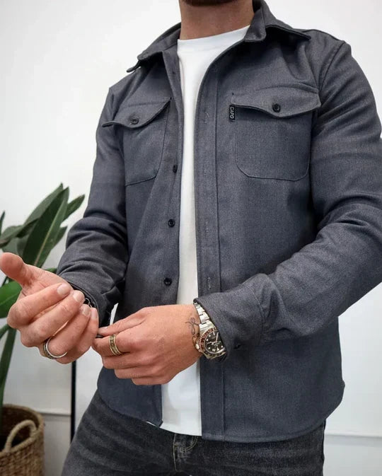 Men's Classic Utility Long-Sleeve Shirt with Pockets for Everyday Use