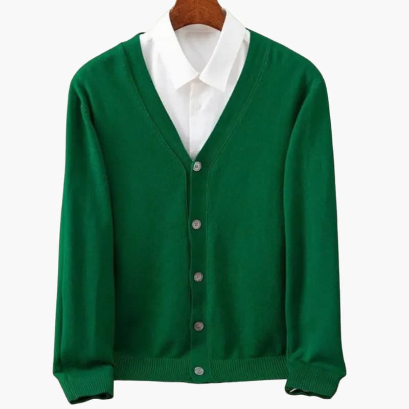 Men's Classic Knit V-Neck Button-Front Cardigan Layer