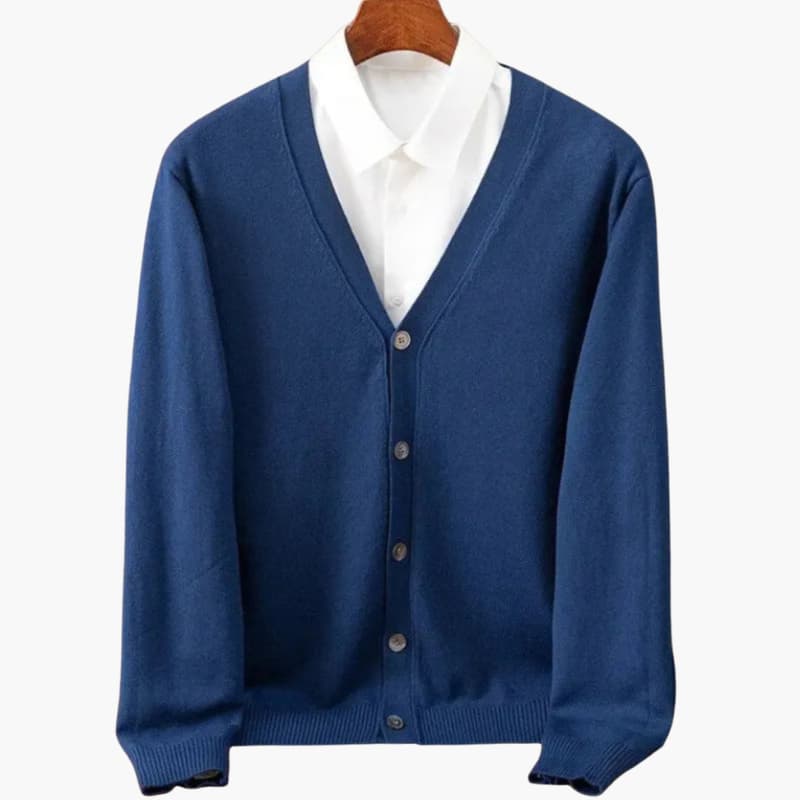 Men's Classic Knit V-Neck Button-Front Cardigan Layer