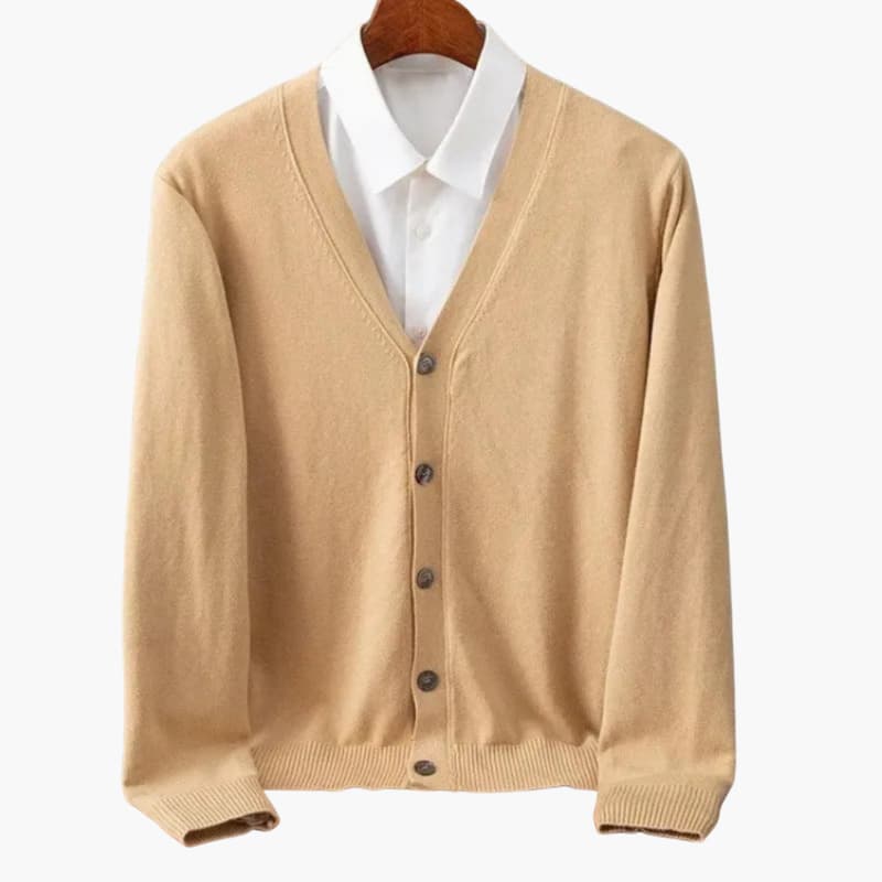 Men's Classic Knit V-Neck Button-Front Cardigan Layer