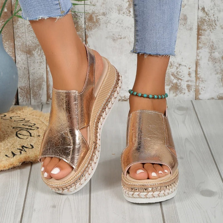 Sadie | Women's Metallic Finish Platform Sandal