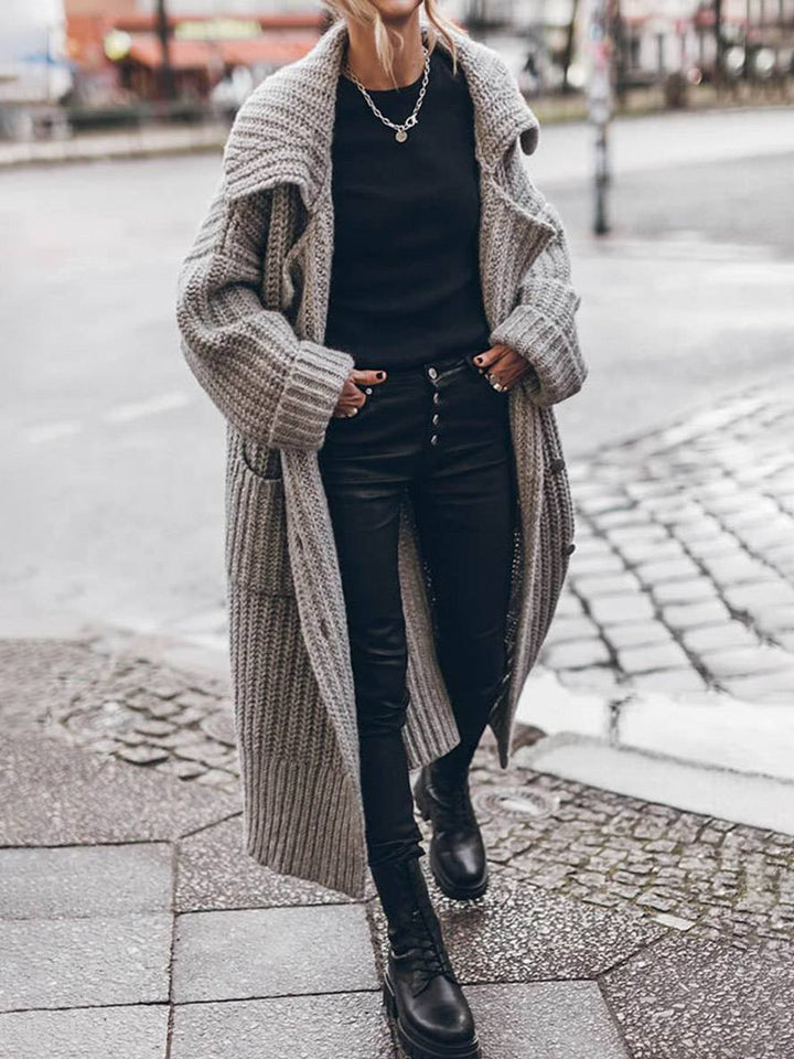 Women's Stylish Oversized Longline Lapel Cardigan