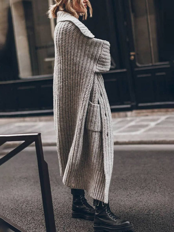 Women's Stylish Oversized Longline Lapel Cardigan