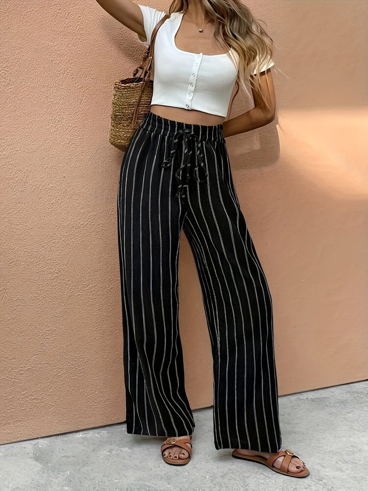 Women's Comfortable Breezy Striped Wide-Leg Pants