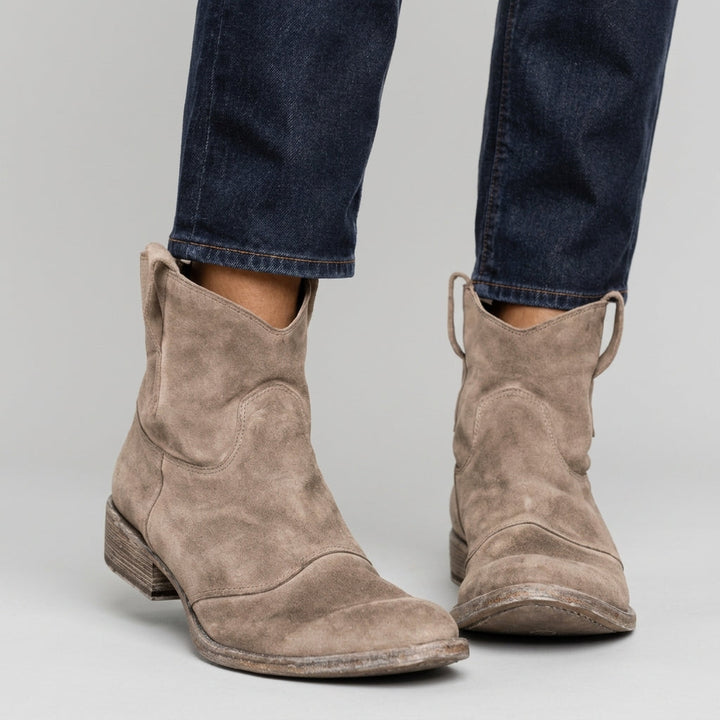 Women's Suede Ankle Boots with V-Cut Design