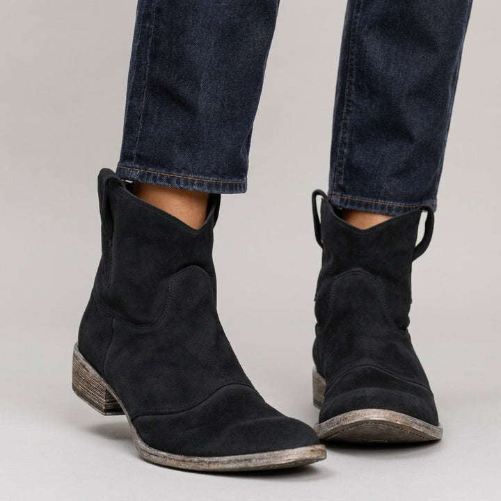 Women's Suede Ankle Boots with V-Cut Design