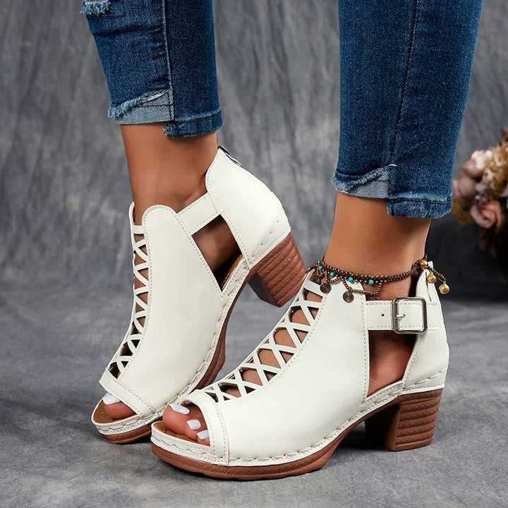 Nadia | Women's Cutout Block Heel Sandals
