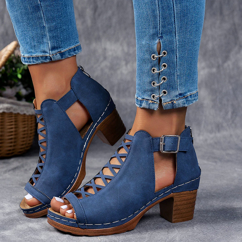 Nadia | Women's Cutout Block Heel Sandals