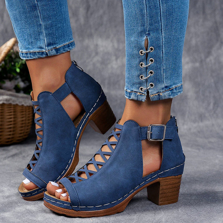 Nadia | Women's Cutout Block Heel Sandals