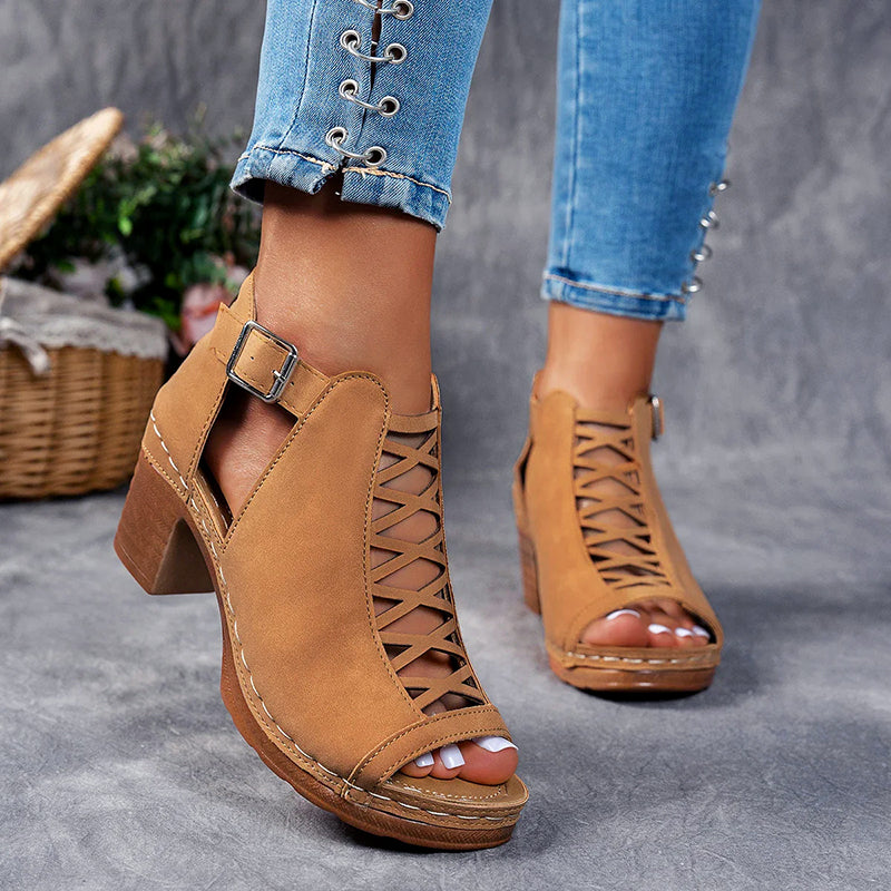Nadia | Women's Cutout Block Heel Sandals