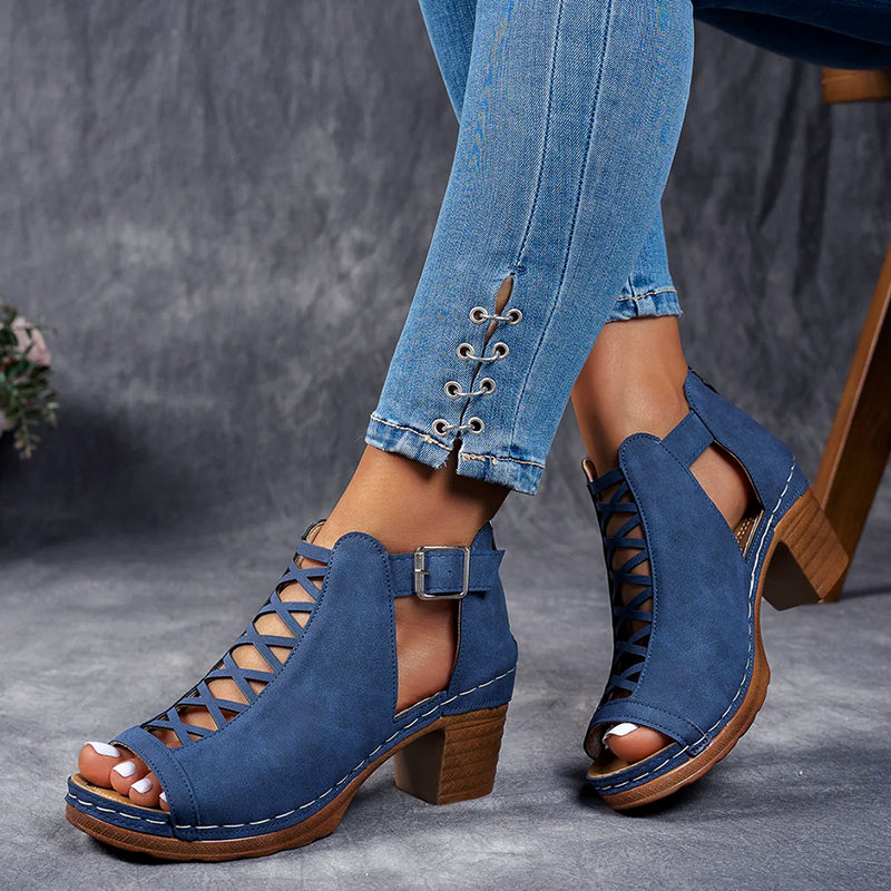 Nadia | Women's Cutout Block Heel Sandals