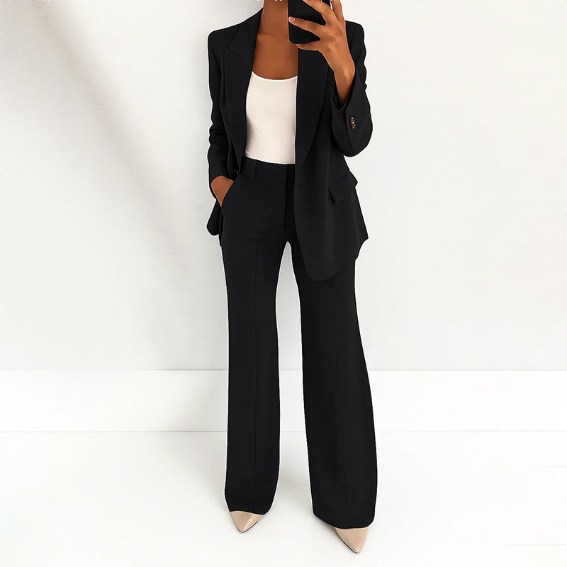 Nicole | Women's High-Waist Wide-Leg Pants and Blazer Ensemble