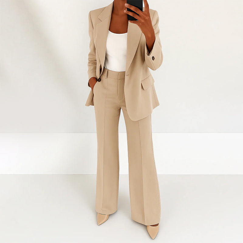 Nicole | Women's High-Waist Wide-Leg Pants and Blazer Ensemble