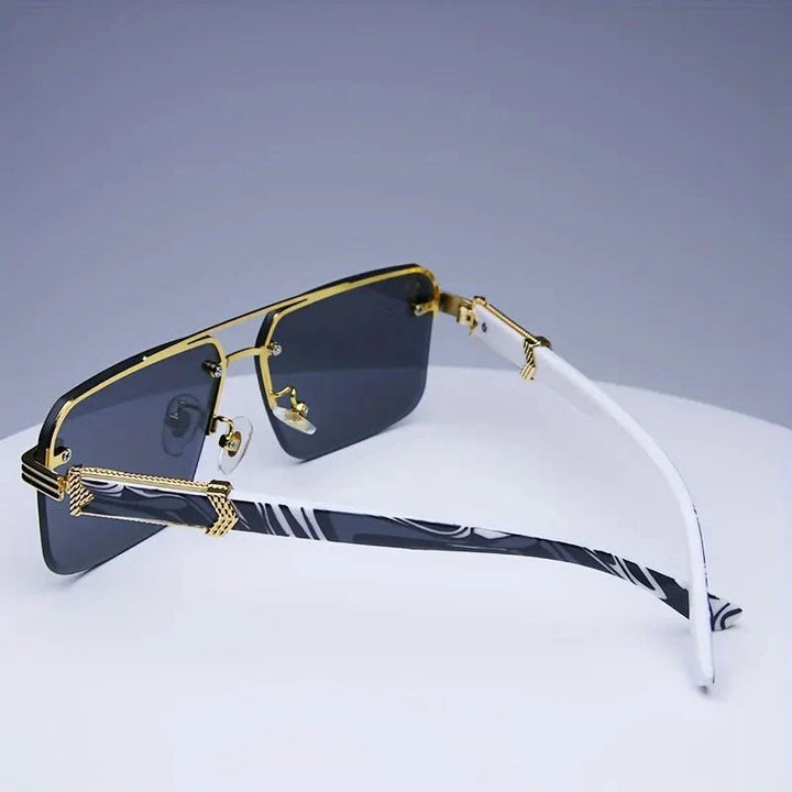 Men's Rimless Marble Temple Geometric Sunglasses